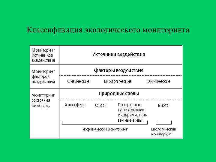 Классификация экологического мониторинга 