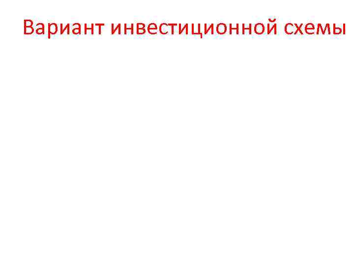Вариант инвестиционной схемы Вариант инвестиционной схемы