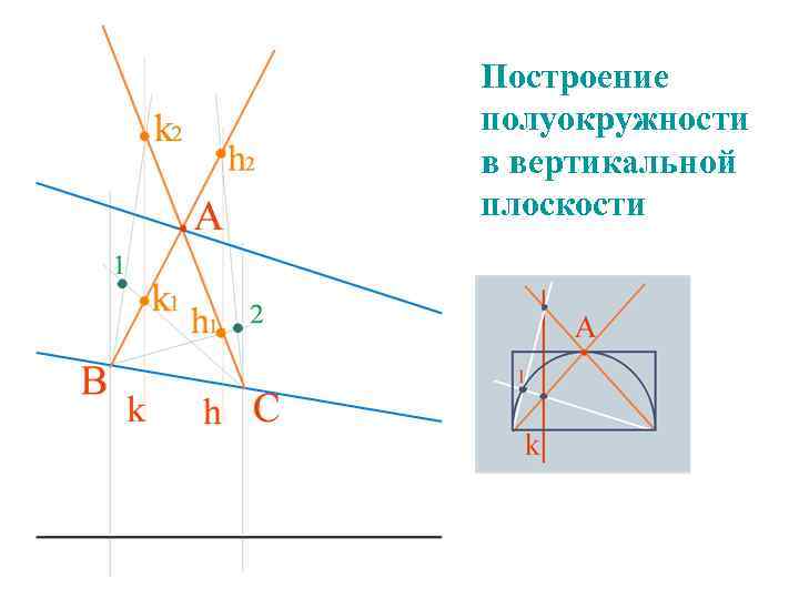 Построение полуокружности в вертикальной плоскости 