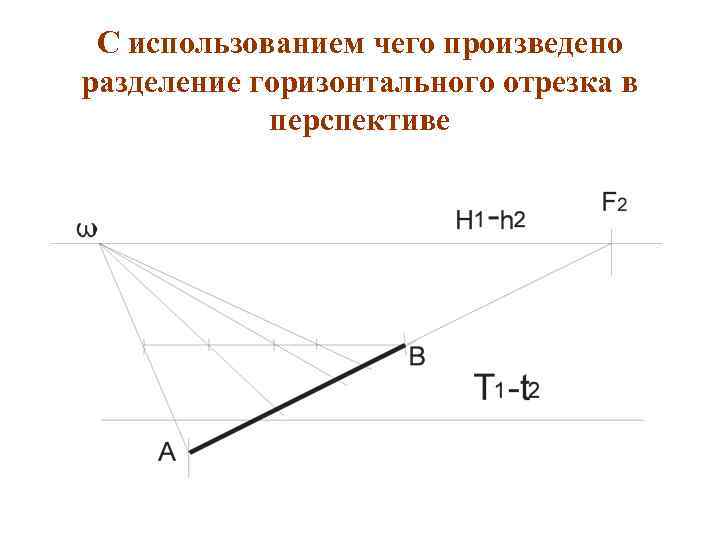  С использованием чего произведено разделение горизонтального отрезка в   перспективе 