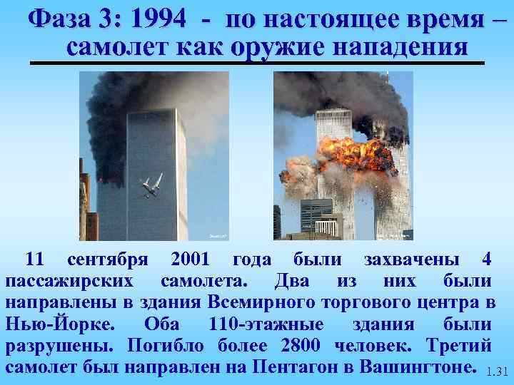  Фаза 3: 1994 - по настоящее время – самолет как оружие нападения 