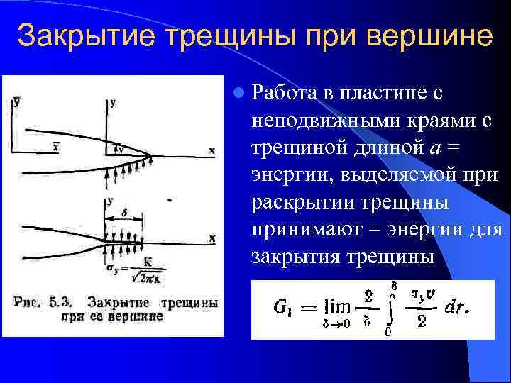 Закрытая щель. Механика разрушения формулы. Напряжения закрывающие трещину. Длина трещины формула. Определение раскрытие трещин в механике сплошной среды.