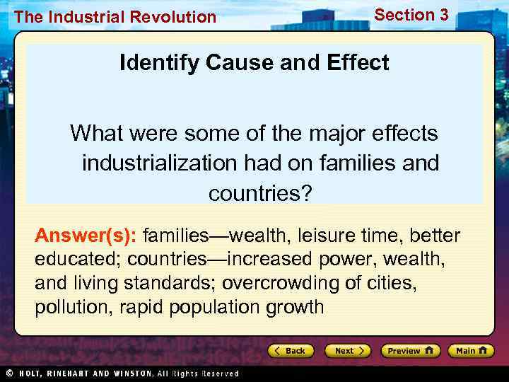 The Industrial Revolution    Section 3    Identify Cause and