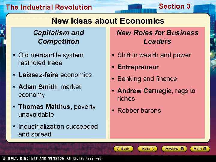 The Industrial Revolution    Section 3   New Ideas about Economics