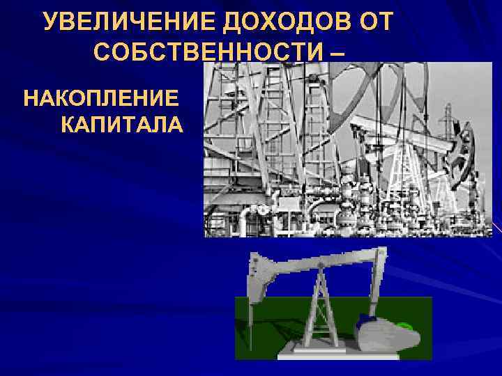  УВЕЛИЧЕНИЕ ДОХОДОВ ОТ СОБСТВЕННОСТИ – НАКОПЛЕНИЕ  КАПИТАЛА 