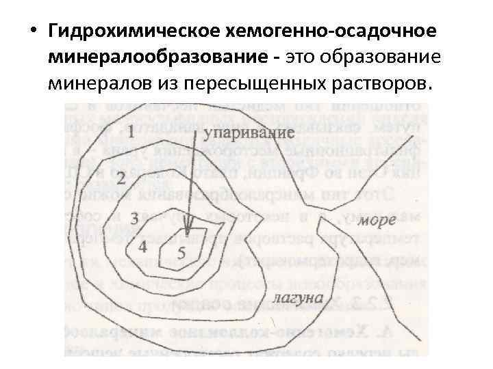  • Гидрохимическое хемогенно-осадочное  минералообразование - это образование  минералов из пересыщенных растворов.