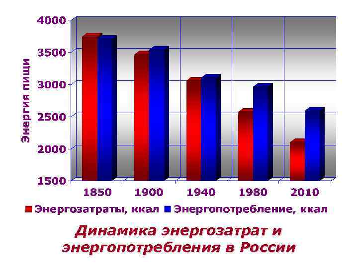Динамика энергозатрат и энергопотребления в России 
