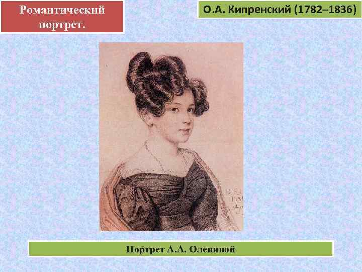 Романтический .    О. А. Кипренский (1782– 1836)  портрет.  