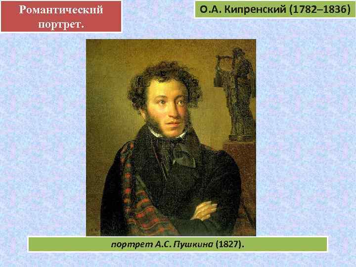 Романтический .      О. А. Кипренский (1782– 1836)  портрет.
