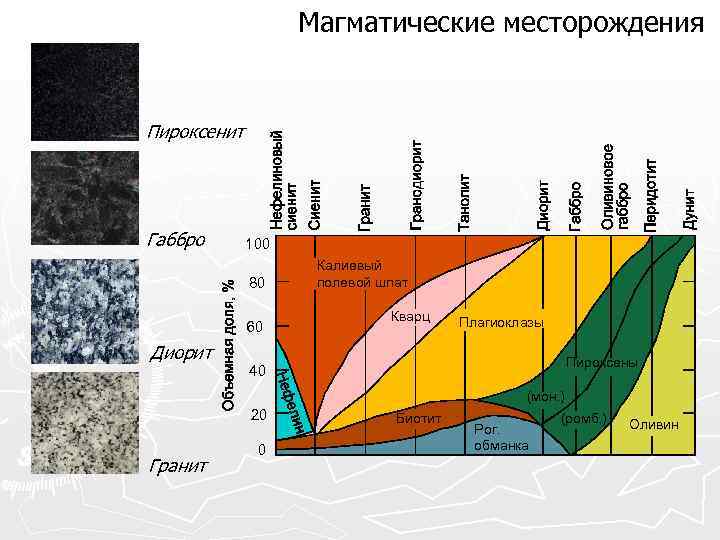    Магматические месторождения  Пироксенит Габбро  100   