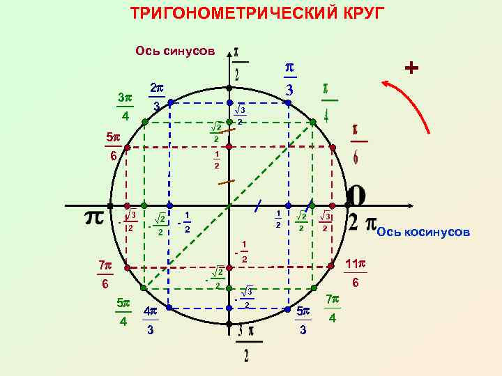    ТРИГОНОМЕТРИЧЕСКИЙ КРУГ    Ось синусов    