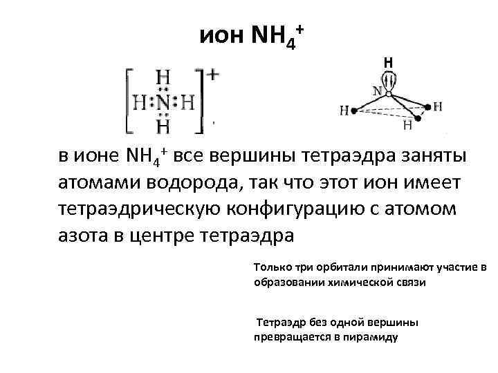    ион NH 4+       Н в