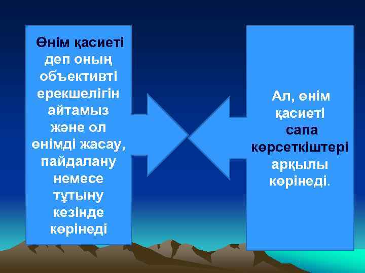  Өнім қасиеті  деп оның объективті ерекшелігін  Ал, өнім  айтамыз 