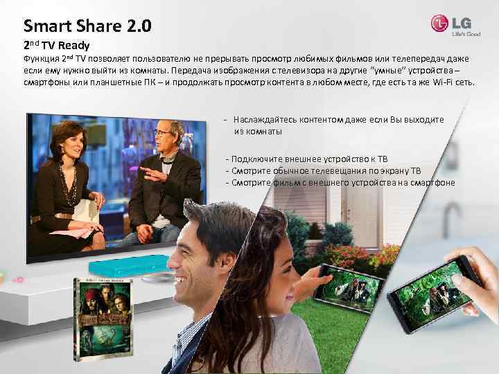 Smart Share 2. 0 2 nd TV Ready Функция 2 nd TV позволяет пользователю