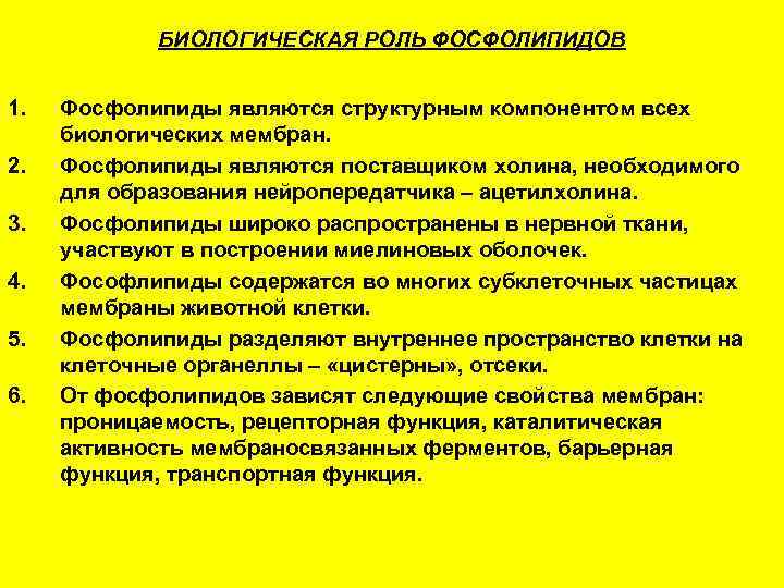   БИОЛОГИЧЕСКАЯ РОЛЬ ФОСФОЛИПИДОВ  1.  Фосфолипиды являются структурным компонентом всех биологических