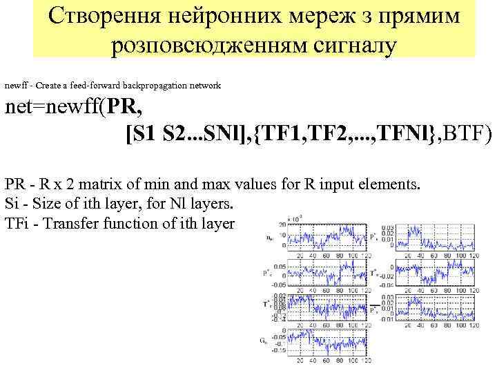    Створення нейронних мереж з прямим    розповсюдженням сигналу newff