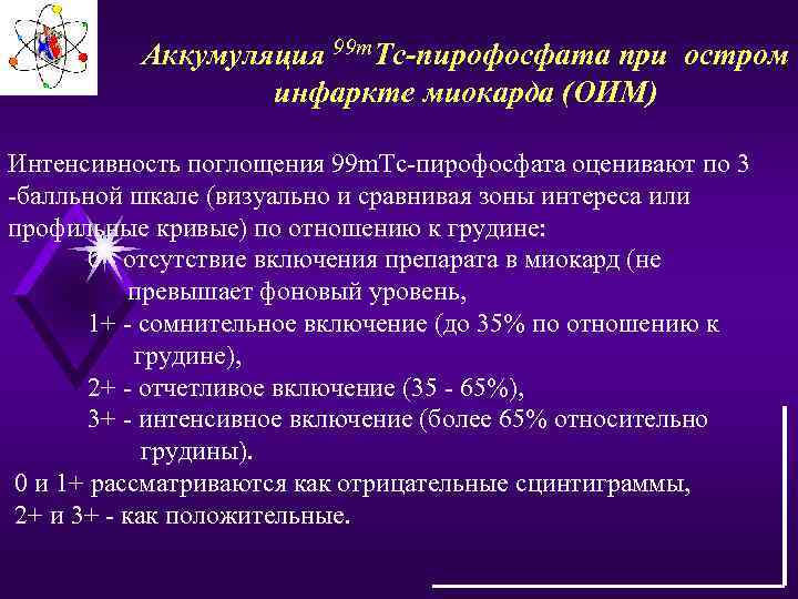    Аккумуляция 99 m. Тс-пирофосфата при остром    инфаркте миокарда