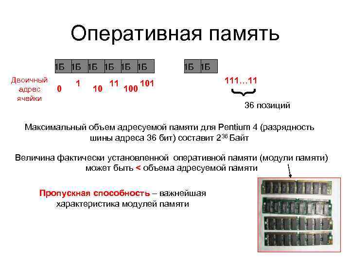     Оперативная память  1 Б 1 Б 1 Б Двоичный