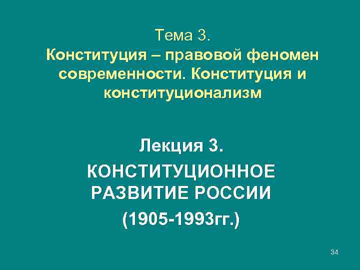   Тема 3. Конституция – правовой феномен современности. Конституция и  конституционализм 