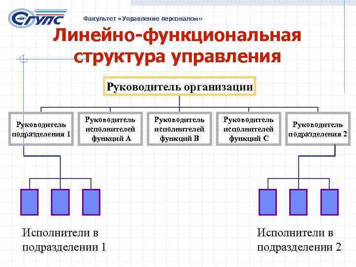    Факультет «Управление персоналом»   Линейно-функциональная   структура управления 