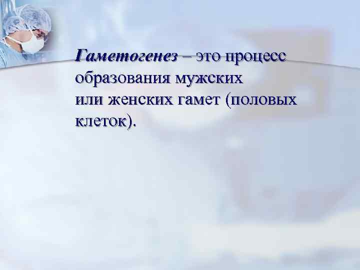 Гаметогенез – это процесс образования мужских или женских гамет (половых клеток). 