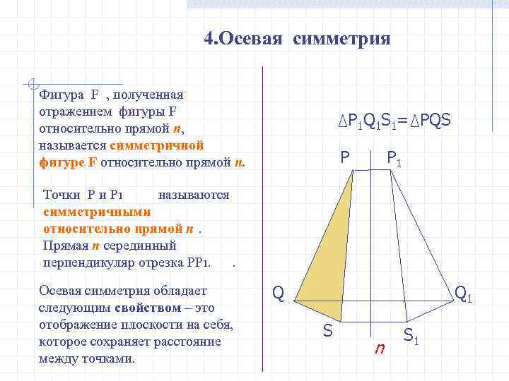      4. Осевая симметрия Фигура F , полученная отражением фигуры