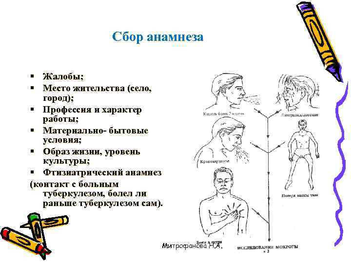    Сбор анамнеза § Жалобы; § Место жительства (село, город); § Профессия