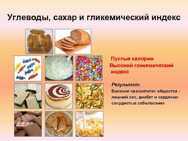 Углеводы, сахар и гликемический индекс     Пустые калории   