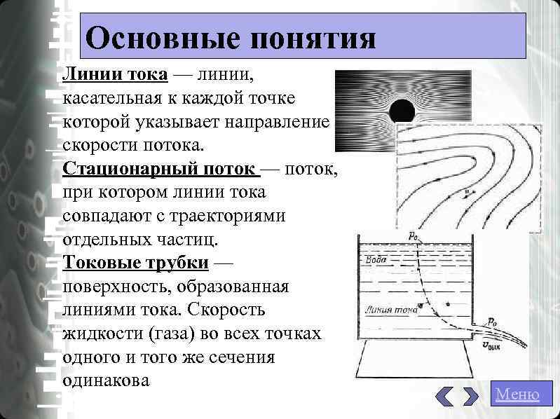 Линия тока характеристика. Линии тока. Линии тока жидкости. Основные понятия линии..