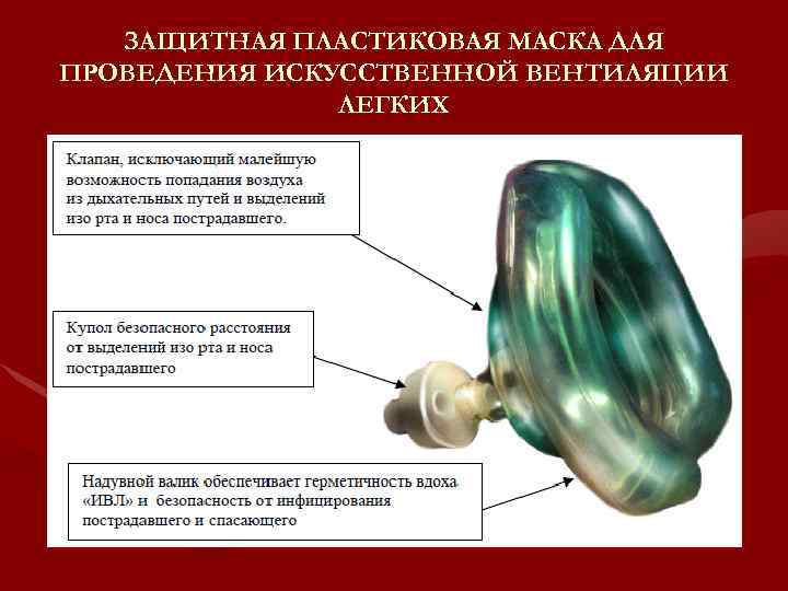 ЗАЩИТНАЯ ПЛАСТИКОВАЯ МАСКА ДЛЯ ПРОВЕДЕНИЯ ИСКУССТВЕННОЙ ВЕНТИЛЯЦИИ ЛЕГКИХ 
