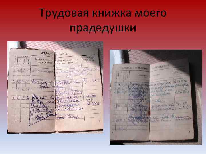 Трудовая книжка моего прадедушки 