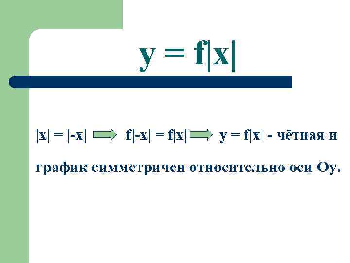     y = f|x| = |-x|  f|-x| = f|x| 