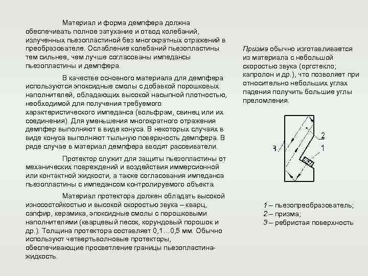    Материал и форма демпфера должна обеспечивать полное затухание и отвод колебаний,