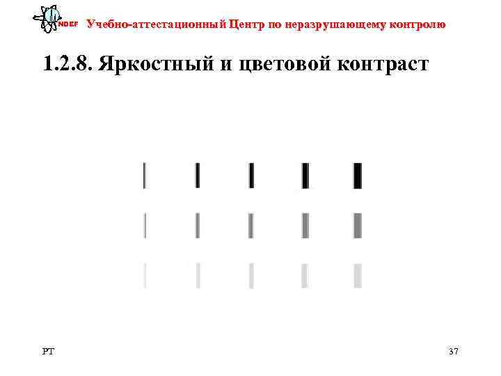  NDEF  Учебно-аттестационный Центр по неразрушающему контролю  1. 2. 8. Яркостный и