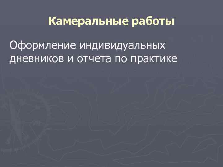  Камеральные работы Оформление индивидуальных дневников и отчета по практике 
