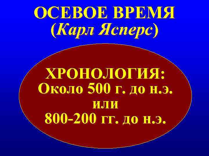 ОСЕВОЕ ВРЕМЯ (Карл Ясперс)  ХРОНОЛОГИЯ: Около 500 г. до н. э.  