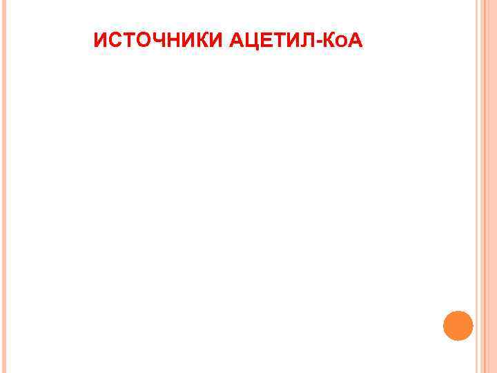 ИСТОЧНИКИ АЦЕТИЛ-КОА 