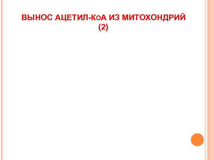 ВЫНОС АЦЕТИЛ-КОА ИЗ МИТОХОНДРИЙ    (2) 