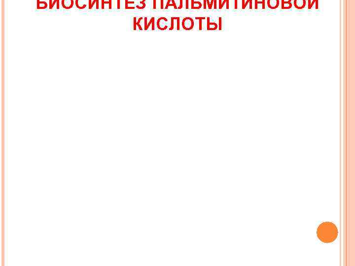 БИОСИНТЕЗ ПАЛЬМИТИНОВОЙ   КИСЛОТЫ 