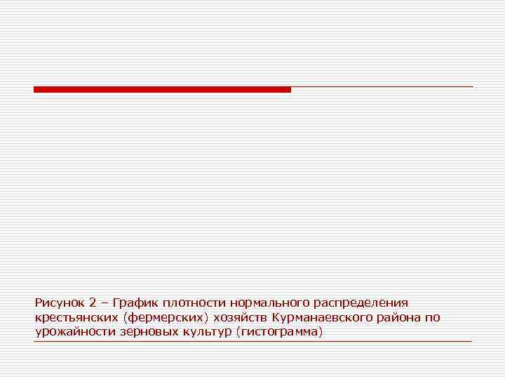 Рисунок 2 – График плотности нормального распределения крестьянских (фермерских) хозяйств Курманаевского района по урожайности