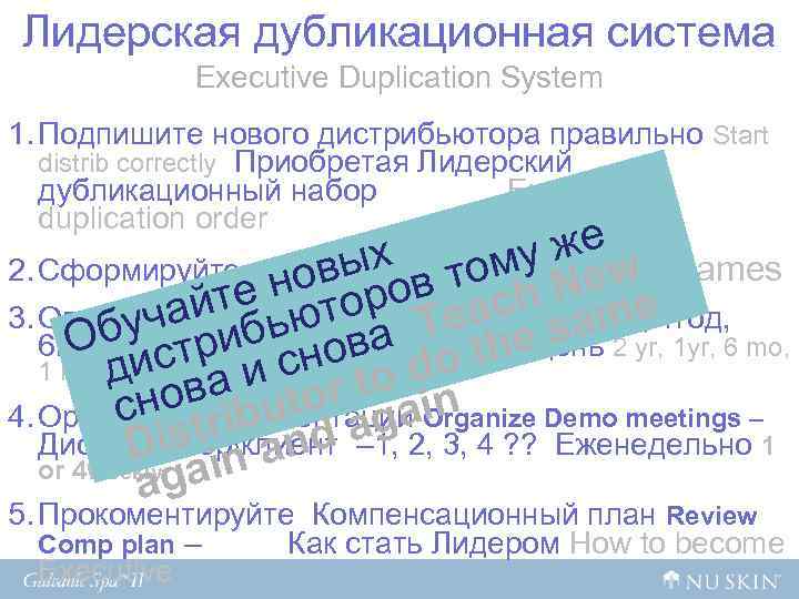 Лидерская дубликационная система Executive Duplication System 1. Подпишите нового дистрибьютора Лидерская дубликационная система Executive Duplication System 1. Подпишите нового дистрибьютора