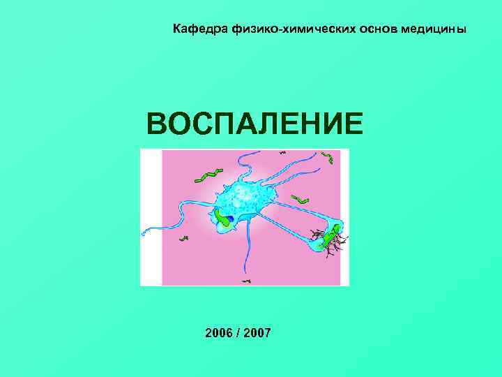  Кафедра физико-химических основ медицины ВОСПАЛЕНИЕ   2006 / 2007 