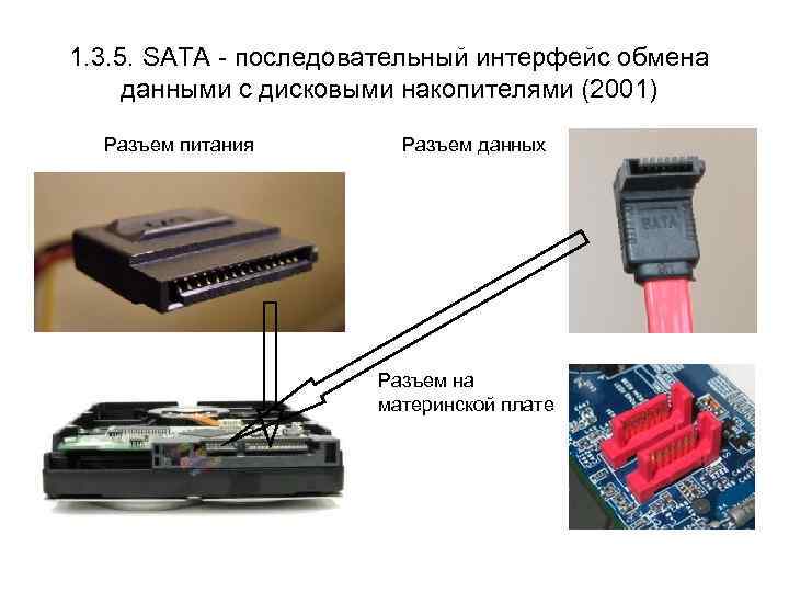 1. 3. 5. SATA - последовательный интерфейс обмена данными с дисковыми накопителями (2001) Разъем