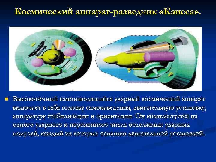 Космический аппарат-разведчик «Каисса» . n Высокоточный самонаводящийся ударный космический аппарат включает в себя головку