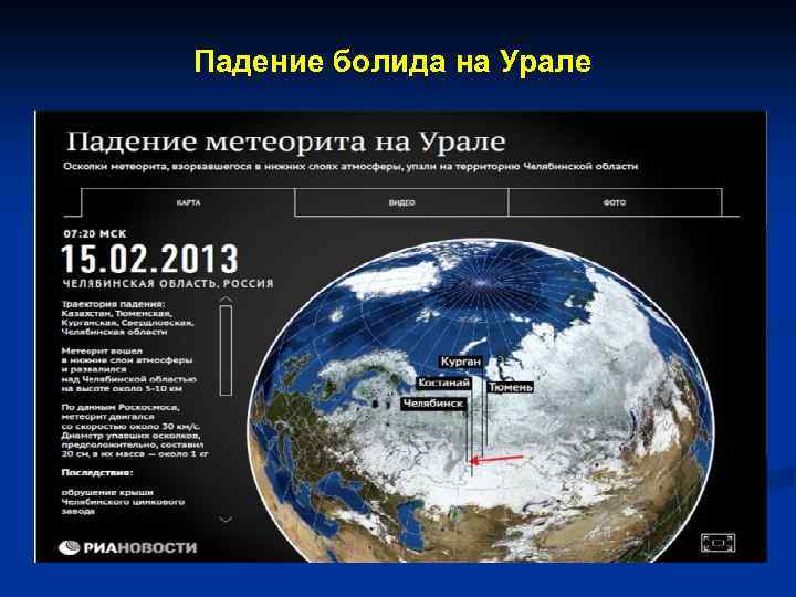 Падение болида на Урале 