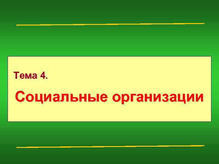 Тема 4.  Социальные организации 