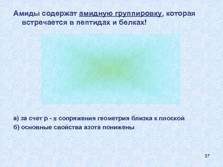 Амиды содержат амидную группировку, которая  встречается в пептидах и белках! а) за счет