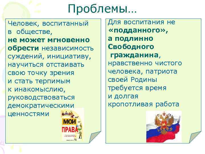    Проблемы… Человек, воспитанный Для воспитания не в обществе,   