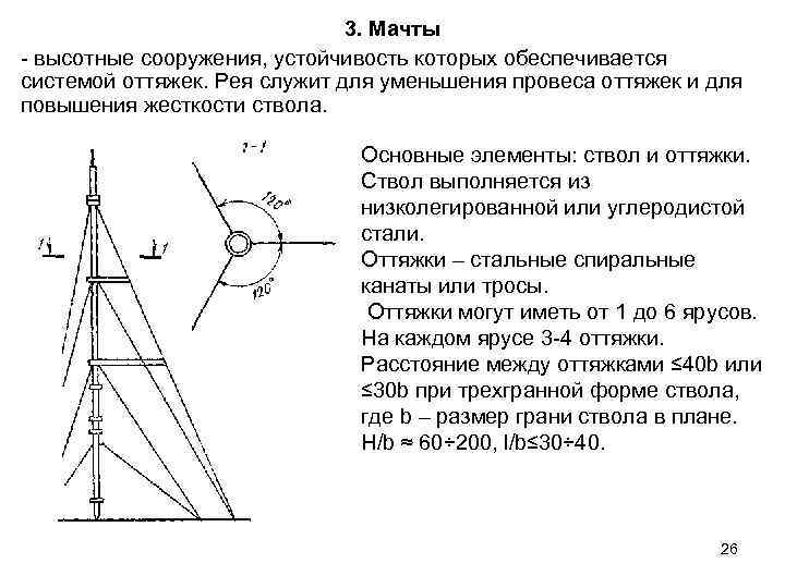      3. Мачты - высотные сооружения, устойчивость которых обеспечивается системой