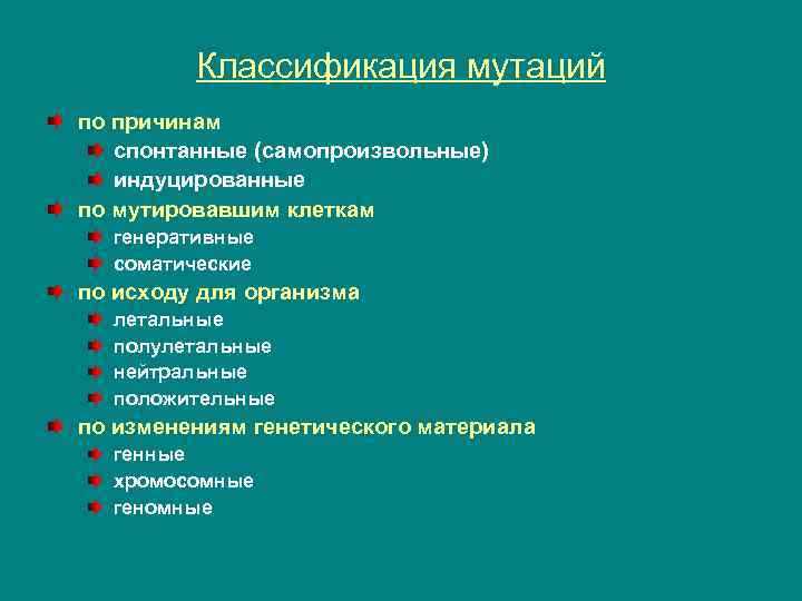 Классификация мутаций по изменению генетического материала